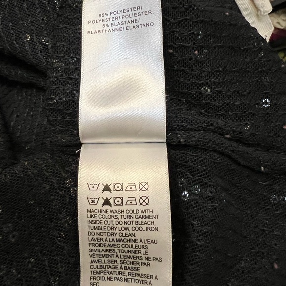 Lucky Brand Black Sequin Sheer Blouse size L EUC - Picture 10 of 11